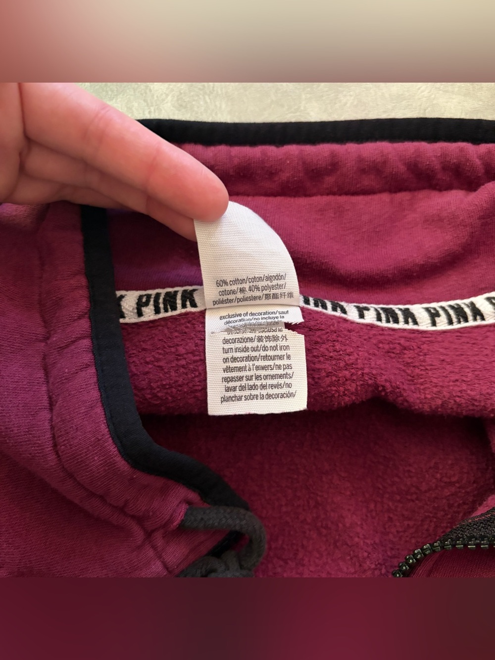 Victorias Secret PINK maroon varsity quarter zip oversized sweatshirt - Picture 6 of 10